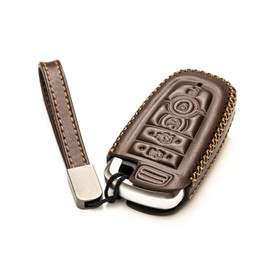 Vitodeco Genuine Leather Smart Key Fob Case Compatible with Ford Mustang 2018-2025, Ford Mustang Mach-E 2021-2025 (5-Button, Brown)