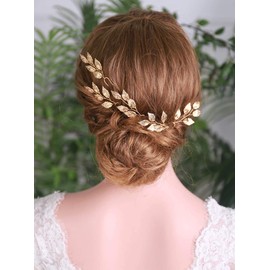 YERTTER 5 piezas de hojas doradas para el pelo de novia y damas de honor