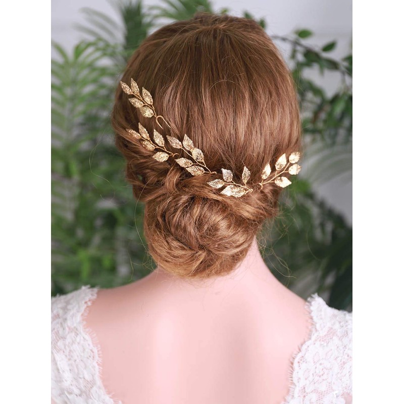 YERTTER 5 piezas de hojas doradas para el pelo de