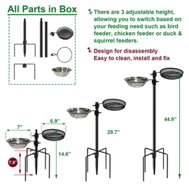 CQAIRIOU Standing Bird Feeder Tray,Open Platform Bird Feeding Mesh Seed Tray with Adjustable Heavy Duty Stand Birds Feeder Pole for Outside Wild Birds in Garden Backyard