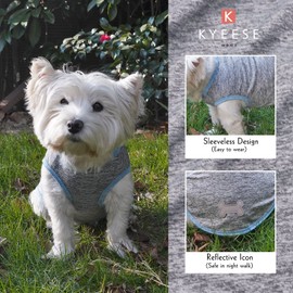 KYEESE 2 Pack Dog Shirts Quick Dry Soft Stretchy Dog T-Shirts with Reflective Label Tank Top Sleeveless Vest Sun Protection Pet Clothes for Large Pet, Large, Light Blue+Grey