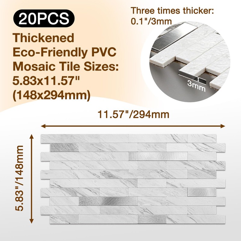 Koynsle Peel and Stick Backsplash Tile Waterproof Removable PVC Wall