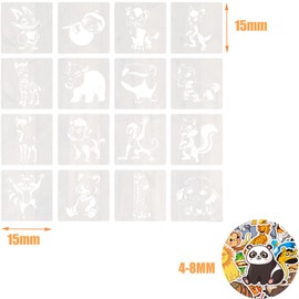 Pack of 16 Drawing Stencils, 15 x 15 cm Painting Stencils, Cute Animal Stencils Set for DIY Gift Cards, DIY Scrapbooking (Comes with 40 Animal Stickers)