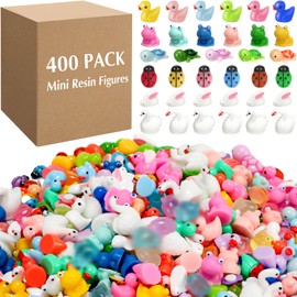 Barydat 400 Pcs Mini Resin Animals Figures Bulk for Pranks Hide Crafts Tiny Resin Miniature Toys Garden Accessories Mini Stuff for Valentine's Day Party Favors Gifts Garden Decoration(Cute)