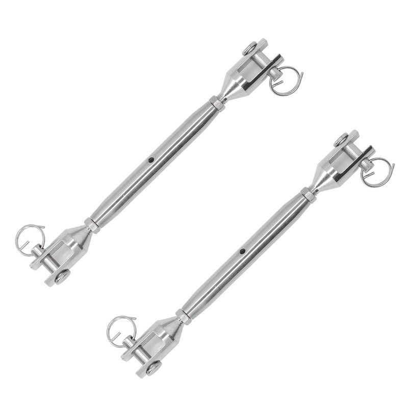 2PCS M8 Thread Stainless Steel Turnbuckle Wire Rope Tensioner Marine