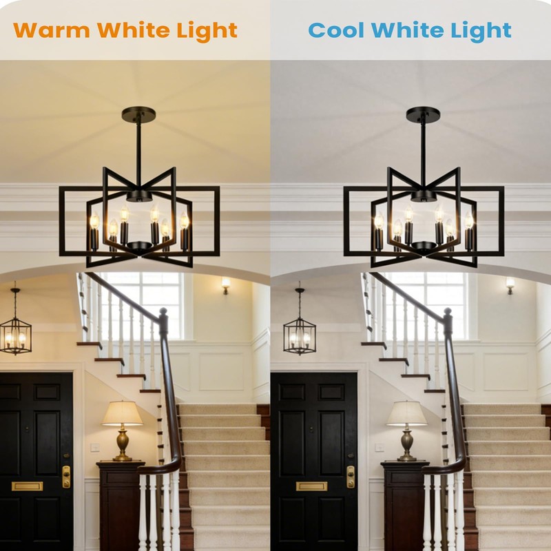 GOEBLESON 26" Black Chandelier for Dining Room, 6-Light Dining Room