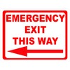 Emergency Exit This Way With Left Arrow Sign. 18x24 Metal.