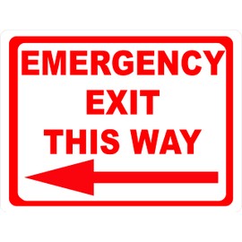 Emergency Exit This Way With Left Arrow Sign. 18x24 Metal.