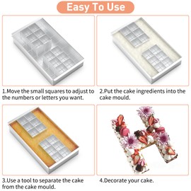 Large Number Baking Moulds, DIY Baking Mould, Numbers and Letters, Adjustable Numbers Baking Mould, Non-Stick Baking Mould, Rectangular, Aluminium Baking Mould Numbers for Birthday Wedding Party, 31.7