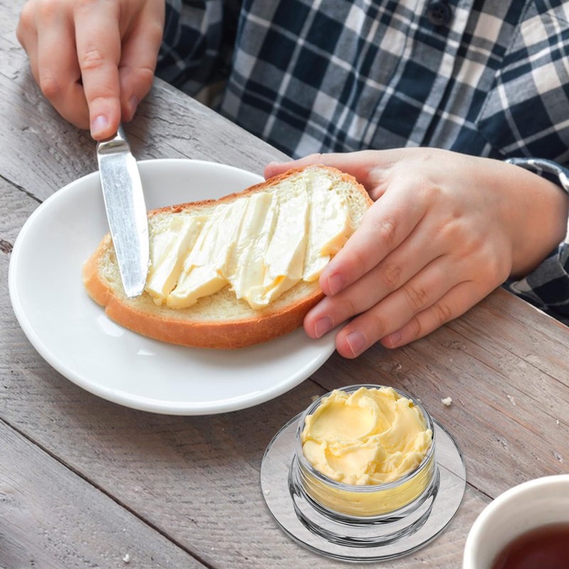LOPYXBR 4 PCS Clear Glass Butter Dish with Lid Mini