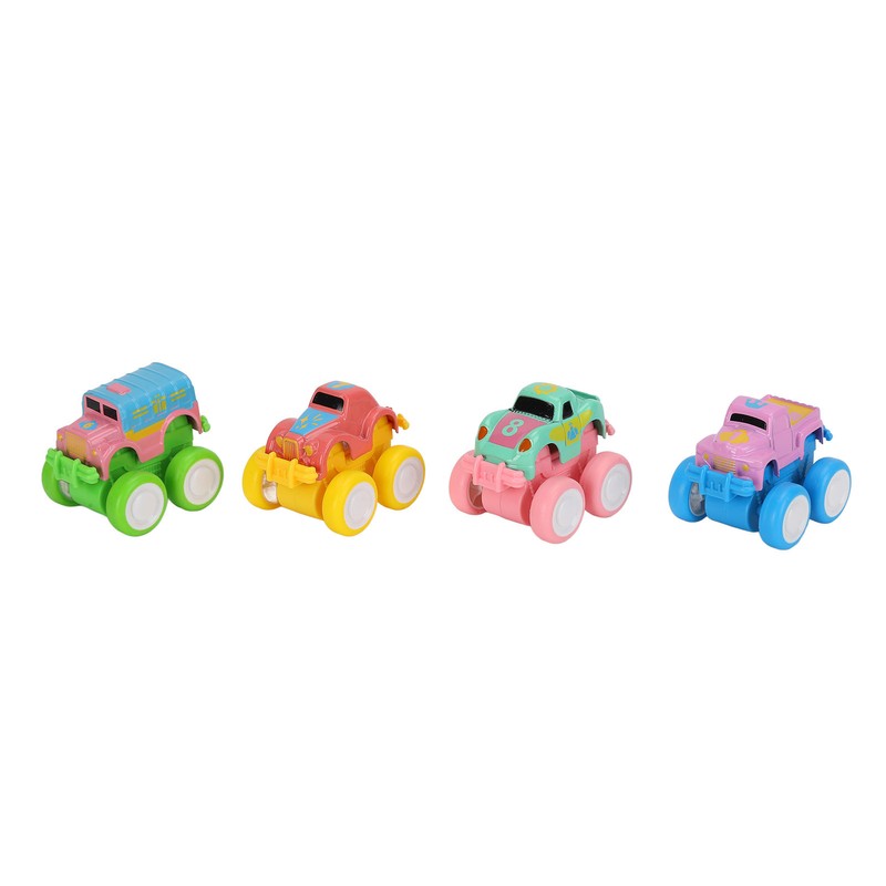 4pcs Pull Back Car Toys Cartoon Q Version Alloy Vehicle