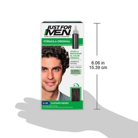 Just For Men, Tinte Colorante En Shampoo, Castaño Negro H50, Cabello Con Cor, Cubre Las Canas, 66ml
