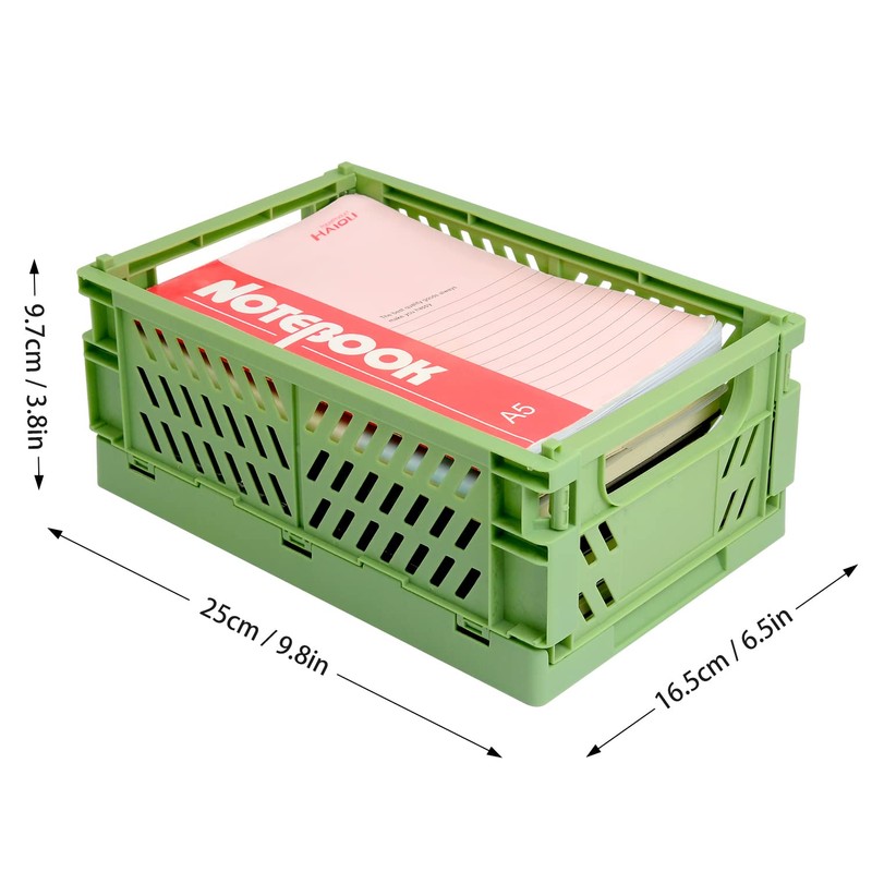 Xhwykzz 4 pack Folding Plastic Baskets, Pastel Milk Crates, Storage