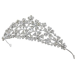 SAMKY Bridal Crown Silver Rhinestone Flower Wedding Tiara Headpiece Bride's Crystal Hair Accessories