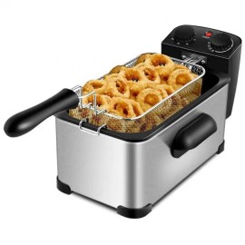 Electric Stainless Steel Deep Fryer 3.2 Quart with Timer and Adjustable Thermostat Control for Home UseColor: as show Color