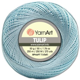 Frida's Wollhaus YarnArt 50g Tulip Crochet Yarn Fillet Yarn Microfiber Shiny Silky 49 Colors (407 | Baby Blue)