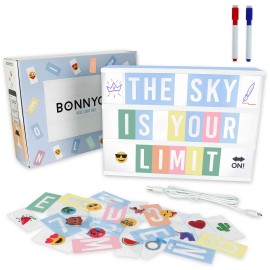 BONNYCO Blue Cinema Light Box with 400 Letters, Emojis & 2 Markers - BONNYCO | Led Li...