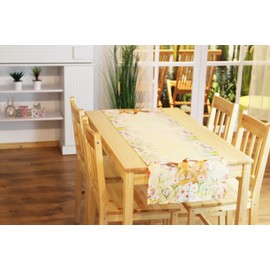 Kamaca Rabbits in Flower Meadow Series High-Quality Print Motif with Cute Rabbits on Tablecloths and Cushion Covers Eye-Catcher in Spring and at Easter