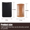 Pearwood Beard Comb, Wooden Beard Comb for Men with Leather