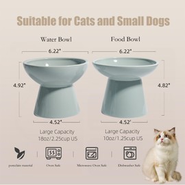 LINSHANMIN Raised Cat Bowls for Indoor Cats, Set of 3, Stainless Steel and Ceramic, with Anti-Vomiting and Whisker Friendly Design, Lead and Cadmium Free