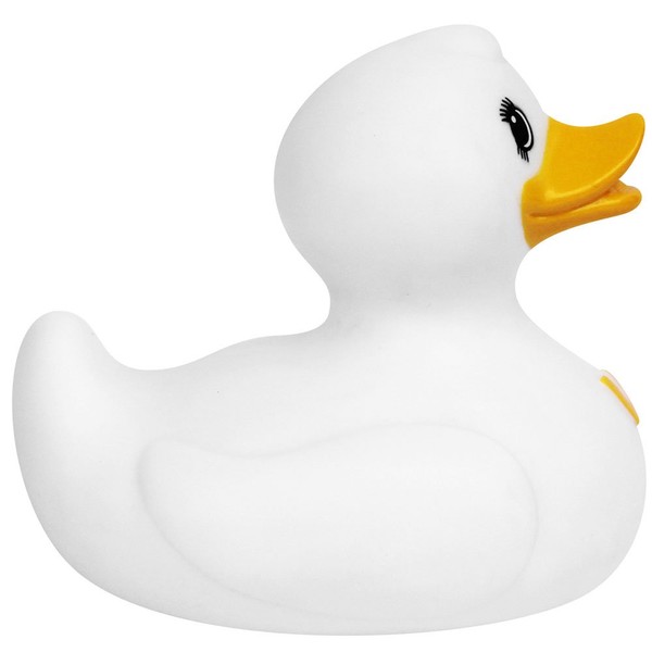 Fluffy (white) Rubber Duck Bath Toy by Bud Ducks | Elegant Gift Packaging - "Why not, its after twelve! | Child Safe | Collectable