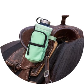 Horse Saddle Water Bottle Holder, Green Water Holder, Multi Pocket Horse Saddle Drink Holder up to 40oz, Horse Gifts, Horse Stuff Horse Tack