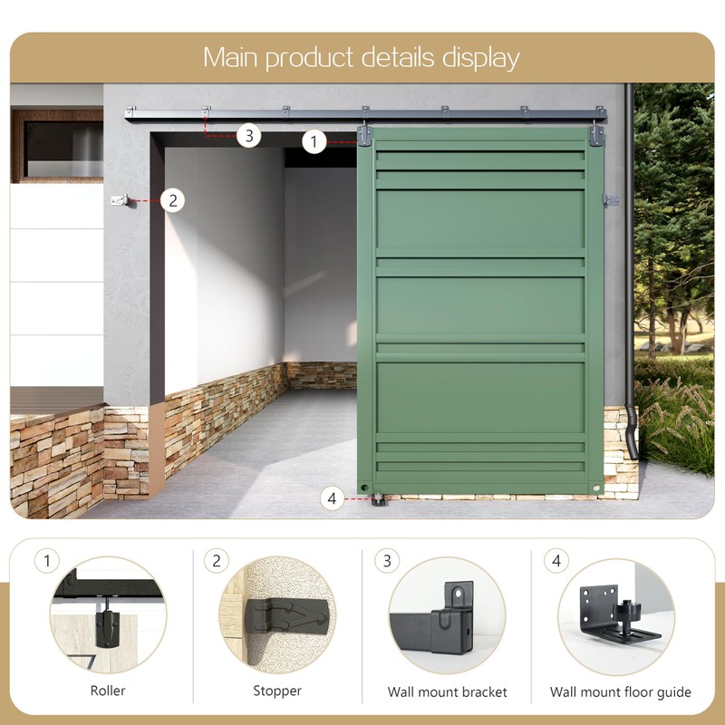 10FT Heavy Duty Box Rail Exterior Sliding Barn Door Hardware