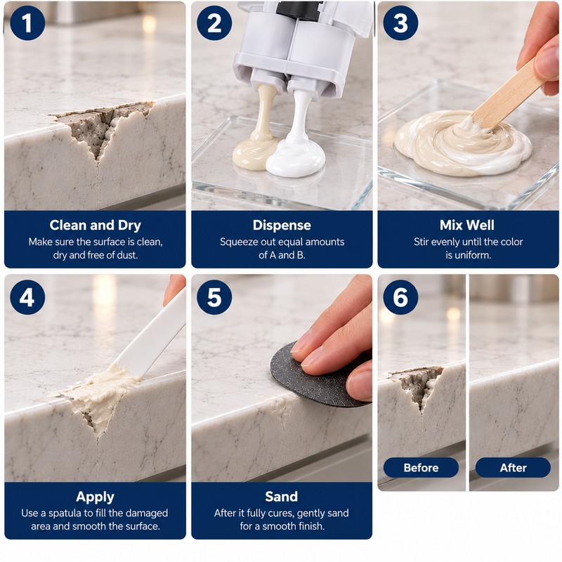 Quartz Countertop Repair Kit for Chips & Cracks – 85g