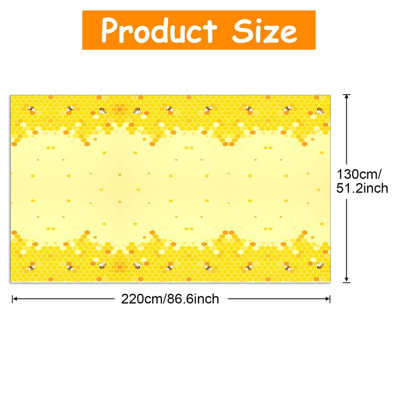 PHOGARY 3 Pack Bee Tablecloth Bumblebee Plastic Tablecloths, Disposable Tablecloth,