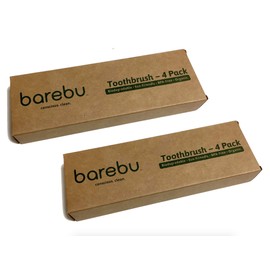 Biodegradable, BPA-Free BAREBU Bamboo Toothbrush - Organic, Eco-Friendly, Pressed Bristles (No Glue) - Supports Health & Environment (8 x PBT Black)