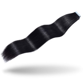 Yamel Tape in Hair Extensions Remy Human Hair, Secure Tape Hair Extensions Natural Seamless 40 Gram/Pack 20 Piece 10 Inch Black Tape in Real Hair