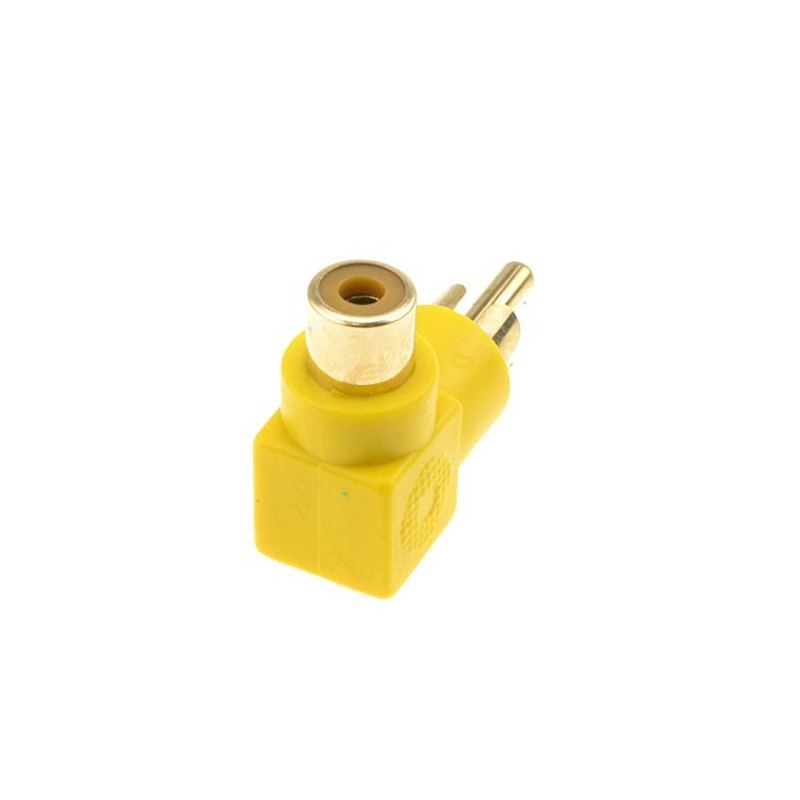 kenable Right Angled RCA Phono Adapter Yellow Video Plug to