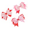 Healvian 3pcs Valentine's Day Bow Hair Barrettes Double Stylish Hairpins