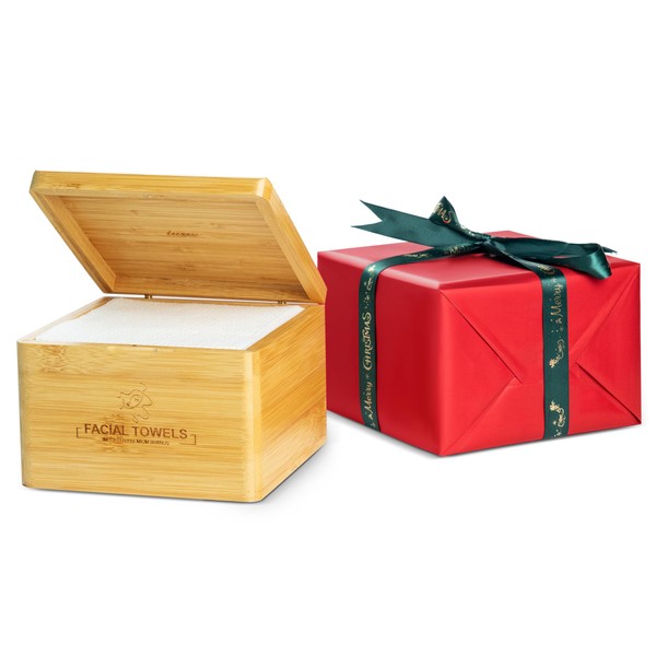 LUXU Face Towels,Christmas Gift Style Face Towelettes,9.8"x9.8" Disposable Face Towel,Biodegradable,Thick
