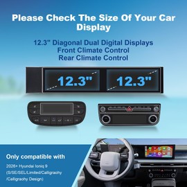 Coleya (Double Set) 2026 Ioniq 9 Screen Protector for Hyundai Ioniq 9 Displays (Dual 12.3Inch+Front&Rear Climate Control) (S/SE/SEL/Limited/Calligraphy), 2026 Ioniq 9 Accessories High Clarity