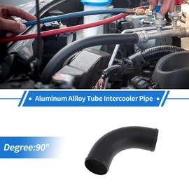 HEROFFIX 2.8" OD 90 Degree Bend 6064 Aluminum Alloy Tube Intercooler Pipe Surface Blasting Air Intake Connection Hose W/Double Bead Roll 5.9" Length Black
