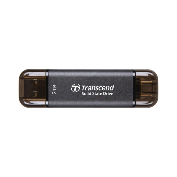 Transcend TS2TESD310C Portable SSD 2TB High Speed Up to 1050 MB/s Ultra Small, Lightweight 0.4 oz (11 g) Compatible with Type-A/Type-C PS4/PS5, Tested to Operate, USB 10Gbps