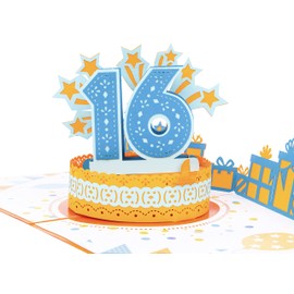 PopLife 16th Birthday Message 3D Pop Up Card - Big Happy Birthday Sign, B-day Message, Surprise Birthday Card - For Husband, Wife, Boyfriend, Girlfriend, for Son, for In-laws, for Friend, for Teacher