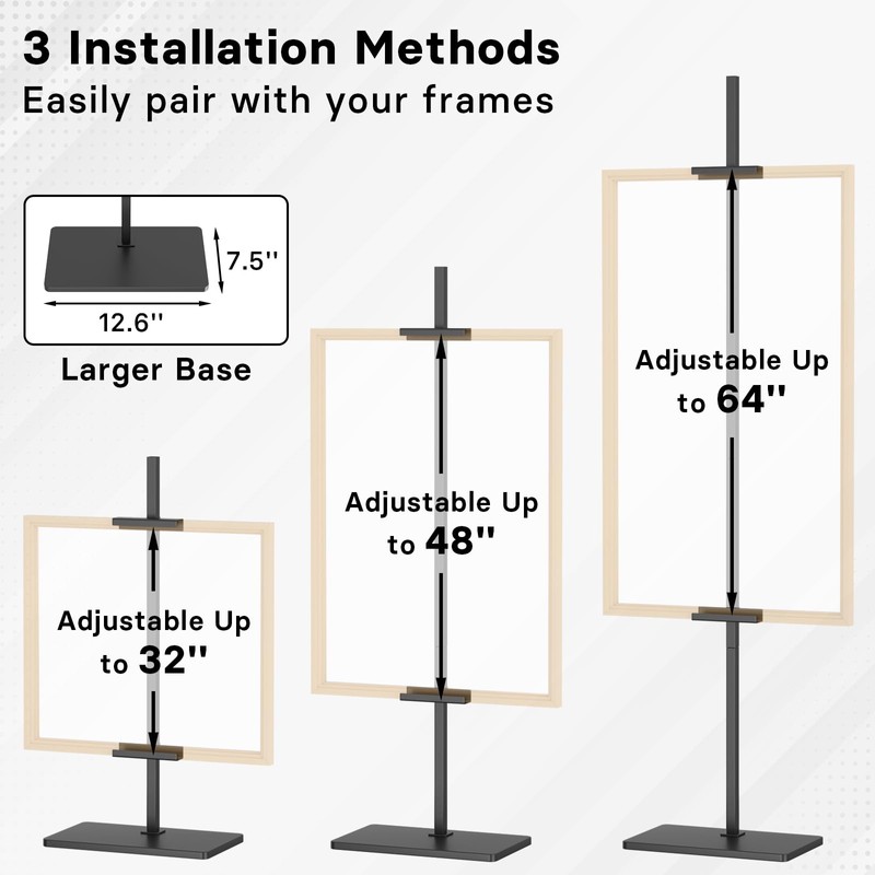 Adjustable Floor Easel Stand, Holds Frames Up to 64"