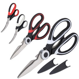 4 Pack Kitchen Scissors Heavy Duty Stainless Steel Kitchen Shears for Cutting Meat Food Fish Poultry, Multipurpose Sharp Utility Food Cooking Sissors, Dishwasher Safe