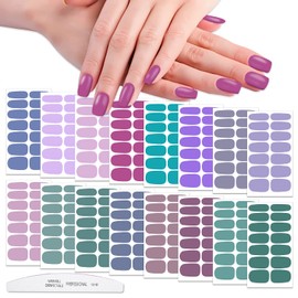 WOKOTO 16 Sheets Solid Nail Polish Strips with Nail File Lovely Bright Color Full Nail Wraps for Women Press On Nail Polish Wraps for Nails Stickers Gel Nail Polish Stickers Decals Nail Color Strips