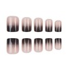 Press on Nails Short Square Black French Tip Gradient Fake