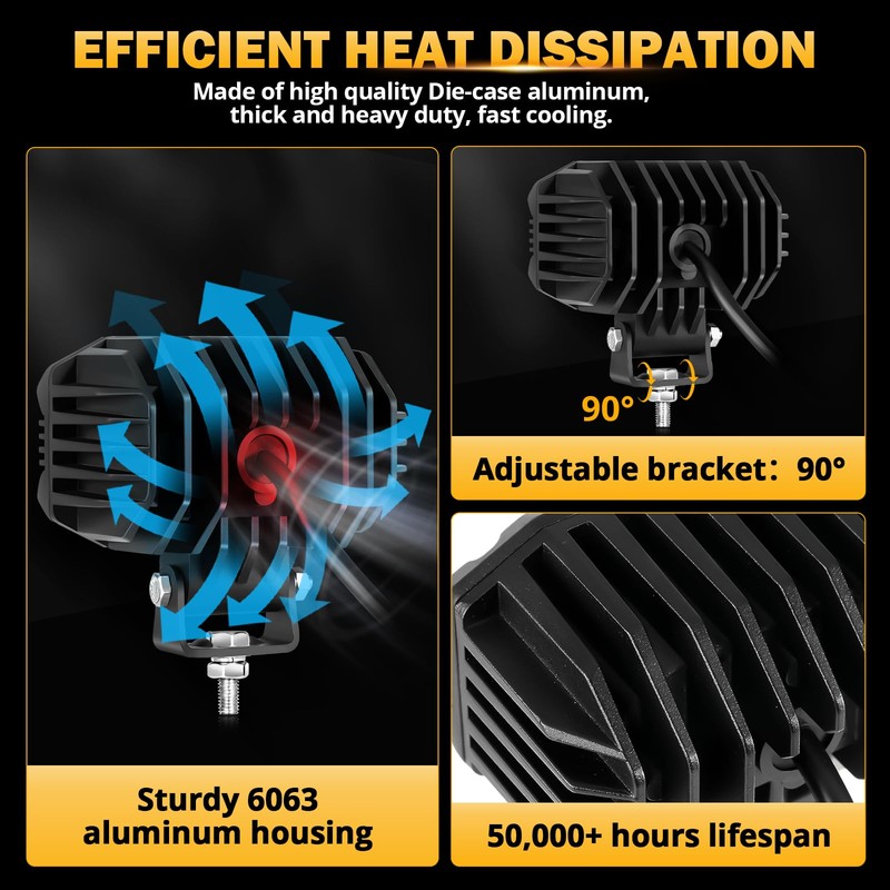 Auxbeam 4in 60W LED Pod Light for Truck, Super Bright
