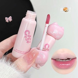 Bekoeen 4PCS Cute Cat Jelly Lip Glaze Plumping Lip Gloss, Korean Lip Stain Long Lasting, Non-Sticky, Lip Tint Hydrating Natural Lipstick for Women