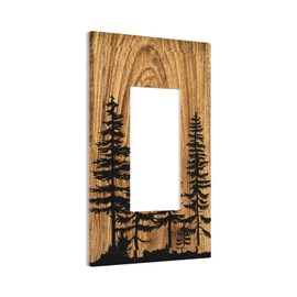 Farmhouse Brown Pine Tree Wood Grain Single Rocker Light Switch Plates Outlet Covers Rustic Country Decorative 1 Gang Wall Plate Electrical Switchplate for Bathroom Home Decor Accessories