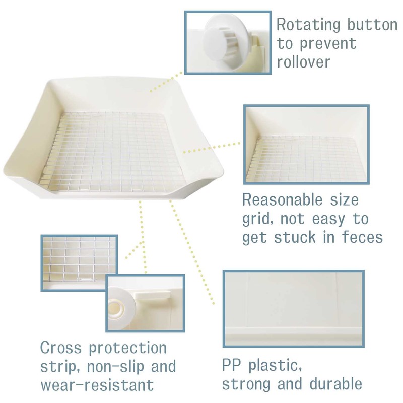 Fhiny Large Rabbit Litter Box for Cage, Plastic Guinea Pig
