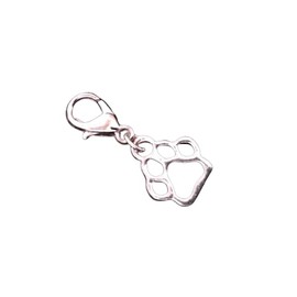 Pawpwint charm, Paw print Charm, Lobster Clasp Pet Charm, Pawprint Zipper Pull, Planner Charm, Journal Charm, for jewelry Dog Cat Tibetan Silver, Vet gift, silver tone animal charm