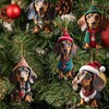 Dachshund Christmas Tree Decorations, Pack of 6 Christmas Dachshund Decoration,