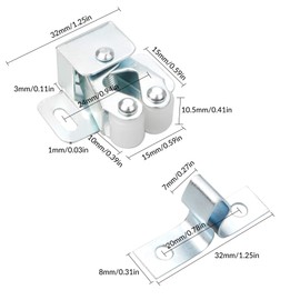 YEYIT 10 Pcs Double Roller Catch,Twin Roller Closet Catch, Cupboard Cabinet Wardrobe Door Latch with 40 Screws (Zinc Plated)