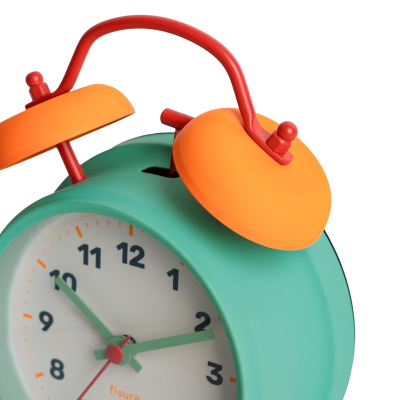 FISURA Analogue alarm clock multicolour without ticking. Alarm clock with